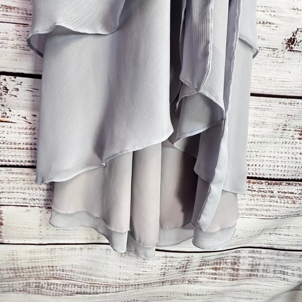 Romantic Wrap Midi Dress WAYF M Lavender Blue Crepe Cottage Soft Ethereal Fairy